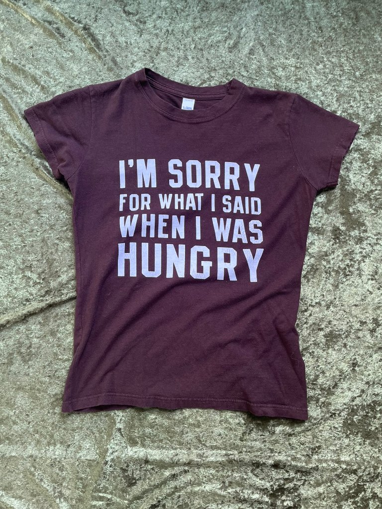 'Im Sorry For What I Said When I Was Hungry' Graphic Message Short Sleeve Baby T